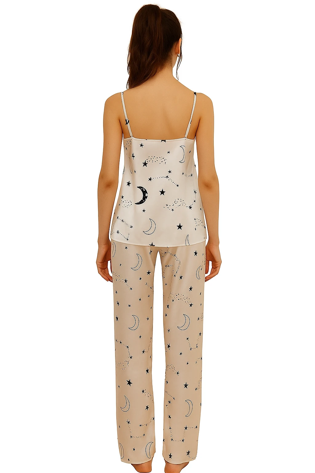 webp (5) Close-up of moon and star printed satin fabric for women’s nightwear set